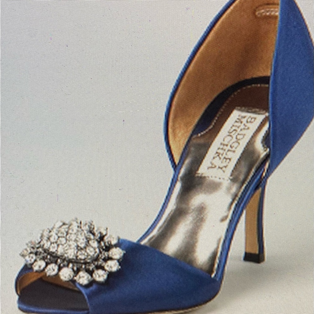 Badgley Mischka Navy Satin Pumps